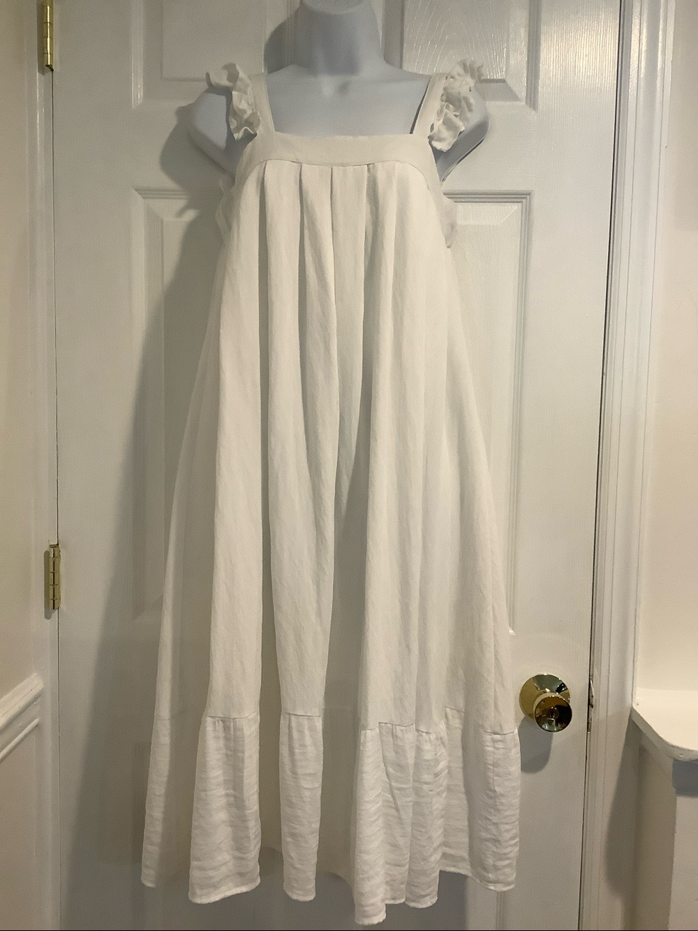 MABEL White Ethereal Ruffle Cottagcore Coastal Euro Summer Beach Napping Dress S
